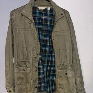 L.L. Bean Khaki Jacket with Blue Plaid Lining